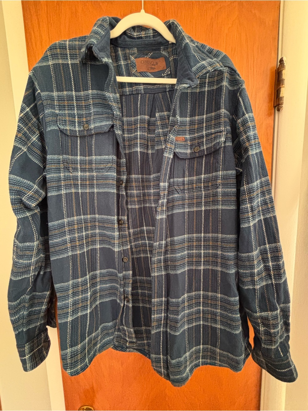 Orvis Navy and Light Blue Plaid Shirt Jacket